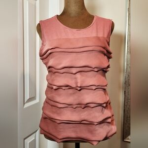 Ann Taylor Salmon Pink Sleeveless Ruffle Top